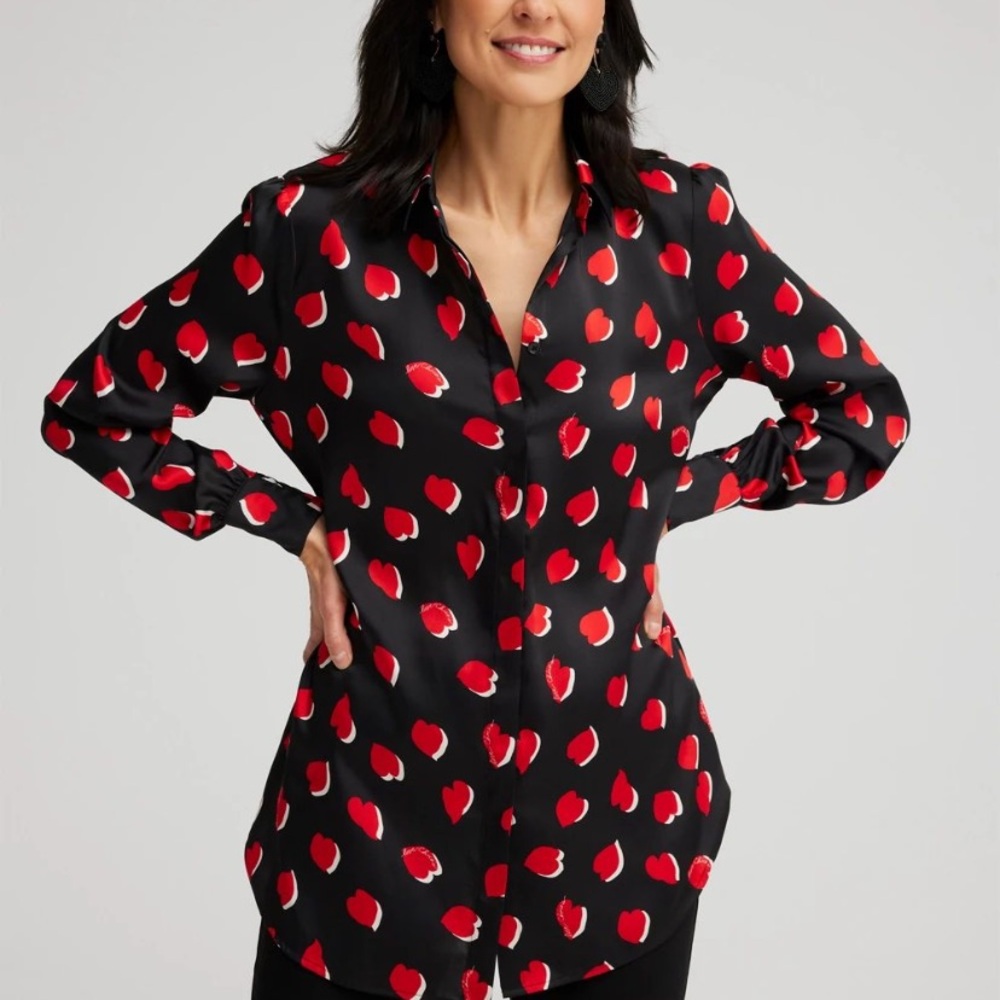 Chicos “Love Chicos” Heart Button‎ Front Blouse